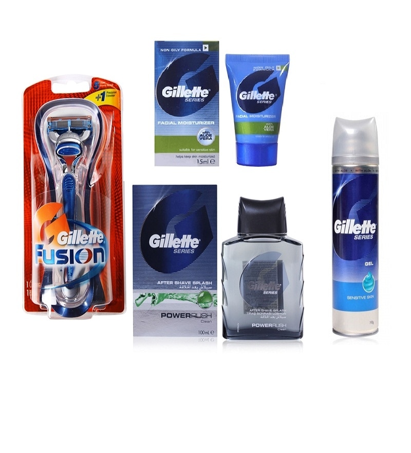 Gillette Mens Grooming Kit Gillette Fusion Razor Facial Moisturizer After Shave Sensitive 2754