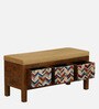Miko Fabric Bench In Yellow Colour With Drawer Storage
