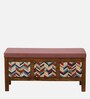 Miko Fabric Bench In Pink Colour With Drawer Storage