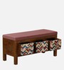 Miko Fabric Bench In Pink Colour With Drawer Storage