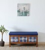 Miko Fabric Bench In Blue Colour With Drawer Storage