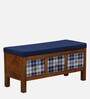 Miko Fabric Bench In Blue Colour With Drawer Storage