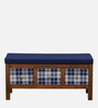 Miko Fabric Bench In Blue Colour With Drawer Storage