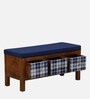 Miko Fabric Bench In Blue Colour With Drawer Storage