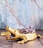 GIBOX Alligator Multipurpose Decorative Serving Platter Tray Dining Table Fancy Food Golden Crocodile