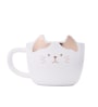 GIBOX Feline Cup & Saucer Set (200 ml) White Ceramic 1 Saucer, 1 Cup and 1 Spoon Set Home and Kitchen Decor Items