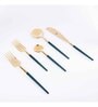 Gibox Gold & Green Serving Cutlery Set pieces with Stand Dish For Kitchen Office Dinner Table Top D cor Accent