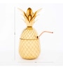 Gibox Pineapple Brass Metal Golden Glossy Finish Cocktail Glass with Straw & Lid