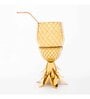 Gibox Pineapple Brass Metal Golden Glossy Finish Cocktail Glass with Straw & Lid