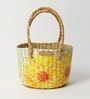 (1Pc) Yellow Straw Round Storage Basket & Gift Hamper
