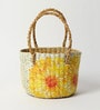 (1Pc) Yellow Straw Round Storage Basket & Gift Hamper