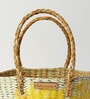 (1Pc) Yellow Straw Round Storage Basket & Gift Hamper