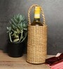 (1Pc) Beige Straw Handwoven & Eco-Friendly Bottle Holder