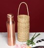 (1Pc) Beige Straw Handwoven & Eco-Friendly Bottle Holder