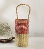 (1Pc) Pink Straw Handwoven & Eco-Friendly Bottle Holder