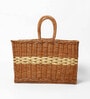 (1Pc) Brown Wicker Handmade Storage Basket & Wardrobe Organiser