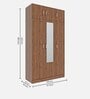 Gingham 3 Door Wardrobe In Columbian Walnut Finish with Mirror