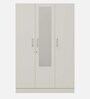 Gingham 3 Door Wardrobe In Frosty White Finish with Mirror