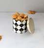 Gingham  750ml Bee Black & white Tin Storage Jar