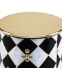 Gingham  750ml Bee Black & white Tin Storage Jar