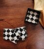 Gingham Bee Black & white MDF Wood (Set of 4) Coaster Set