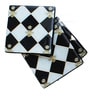 Gingham Bee Black & white MDF Wood (Set of 4) Coaster Set