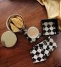 Gingham Bee Black & white MDF Wood (Set of 4) Coaster Set