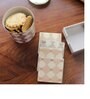 Gingham Cappuccino Cappuciono & White MDF Wood (Set of 4) Coaster Set