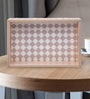 Gingham Cappuccino Beige Wood Serving Tray