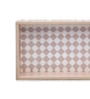 Gingham Cappuccino Beige Wood Serving Tray