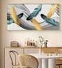 Ginkgo Leaf And Feather Glass Finish Horizontal Wall Art