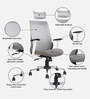 Gintoki High Back Ergonomic Chair in White Colour with Headrest