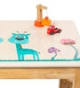 Giraffe & Colorful Mushrooms Solid Wood Kids Activity Table in Brown Colour with Chair