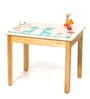 Giraffe & Colorful Mushrooms Solid Wood Kids Activity Table in Brown Colour with Chair