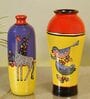 Giraffe Gallore (Set Of 2) Multicolour Terracotta Floor Vase