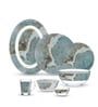 Gismon Blue & Grey Glass Dinner Set (Pack of 33)