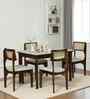 Gistel Sheesham Wood 4 Seater Dining Set With Marble Top In Scratch Resistant Provincial Teak Finish