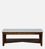Gistel Sheesham Wood Coffe Table In Scratch Resistant Provincial Teak Finish With Marble Top And Shelf