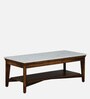 Gistel Sheesham Wood Coffe Table In Scratch Resistant Provincial Teak Finish With Marble Top And Shelf
