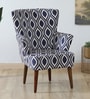 Mantra Fabric Wing Chair In White & Blue Colour