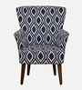 Mantra Fabric Wing Chair In White & Blue Colour