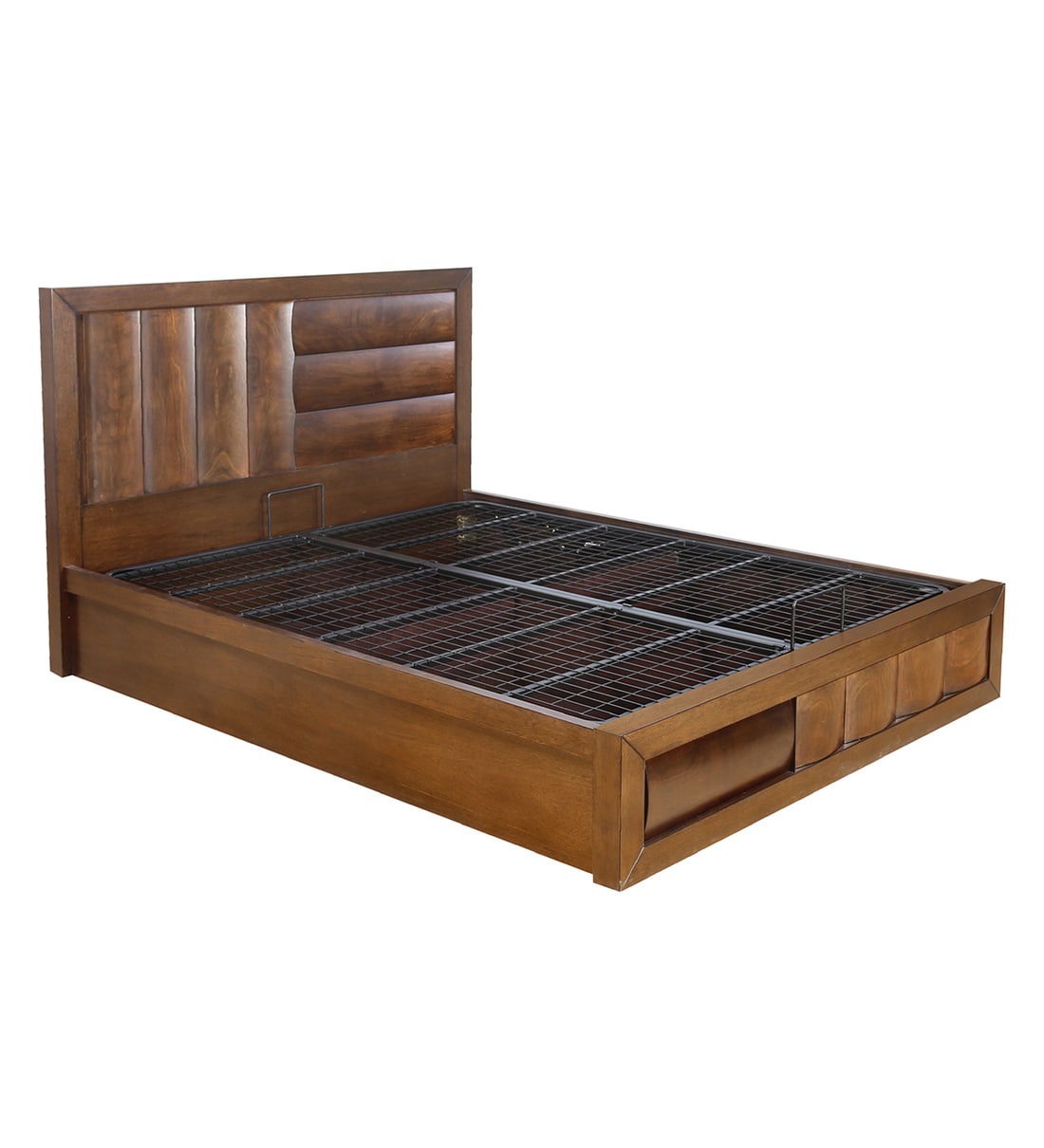 Buy Gladiator King Size Bed With Hydraulic Storage in Brown Colour by