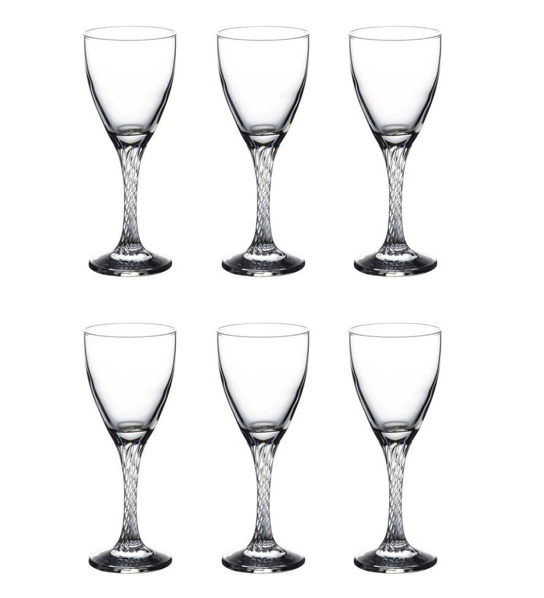 Buy Twisted 180ml (Set of 6) Glass Wine Glass by Pasabahce Online