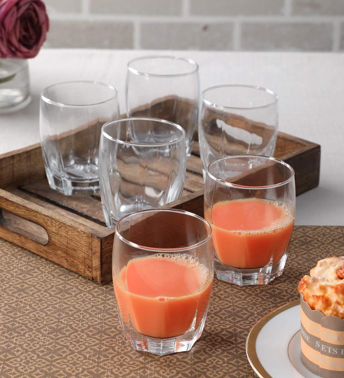 Buy 275 ML Hecta Shaped Small Everyday Glasses Set of 6 By Ceradeco
