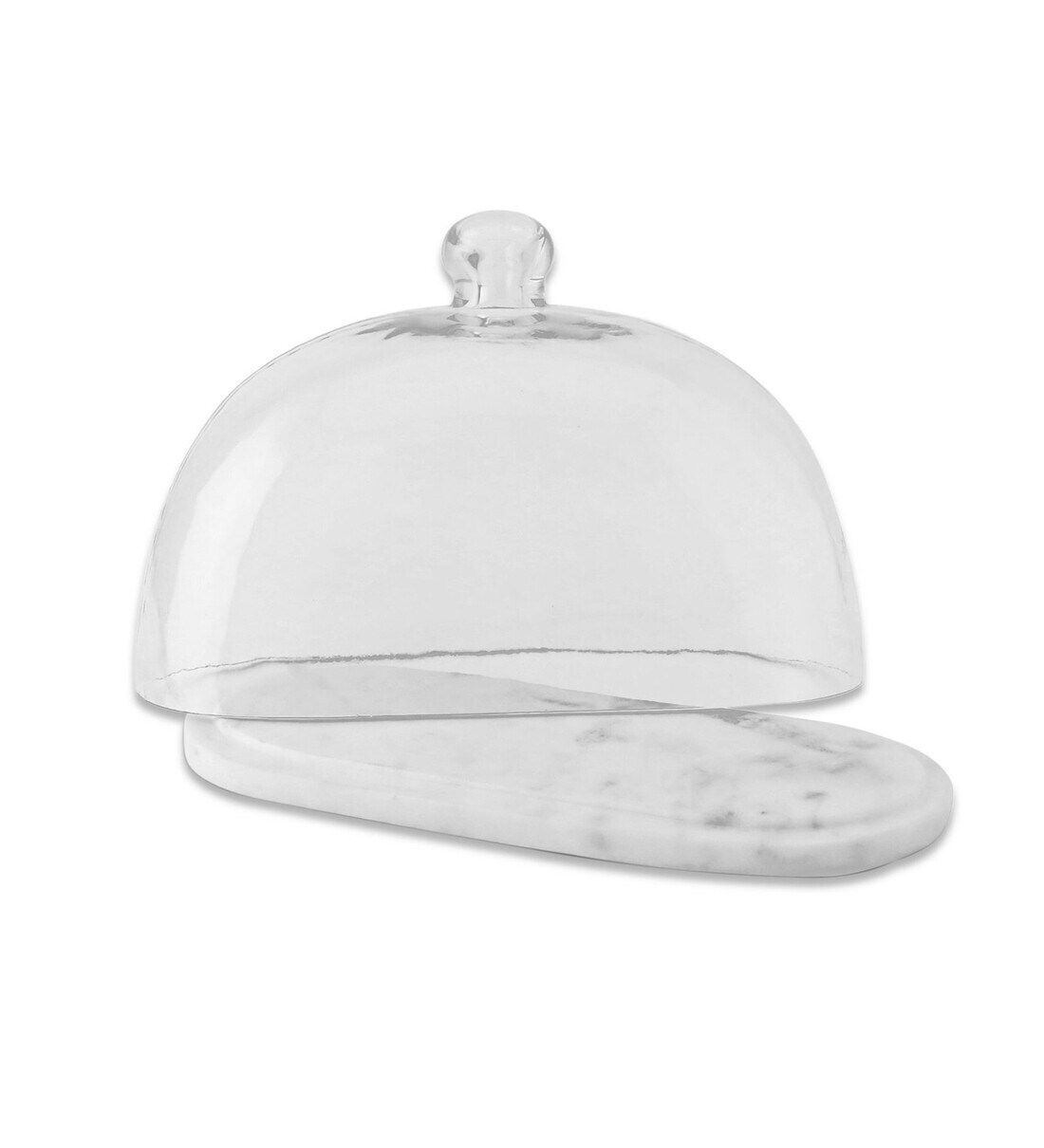 Buy Marble Oval Platter with Glass Cloche by Ellementry Online Cake