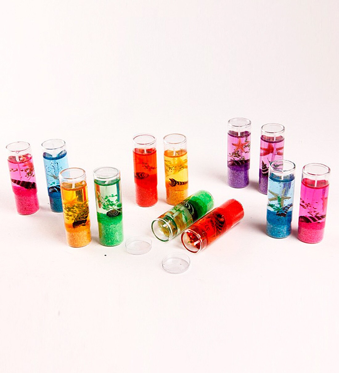 Buy Multicolour Gel Decorative Candle Set of 12 by Market Finds Online Scented Candles