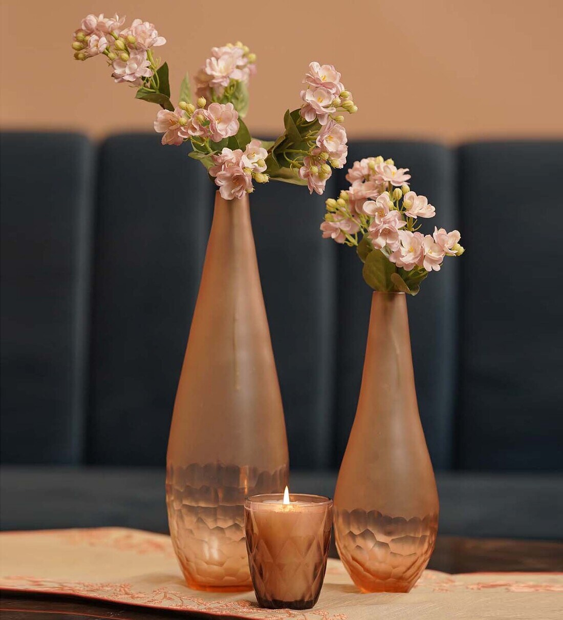 Buy Glass Rosa Vase (Tall) Peach Figurine at 8 OFF by Perenne Design