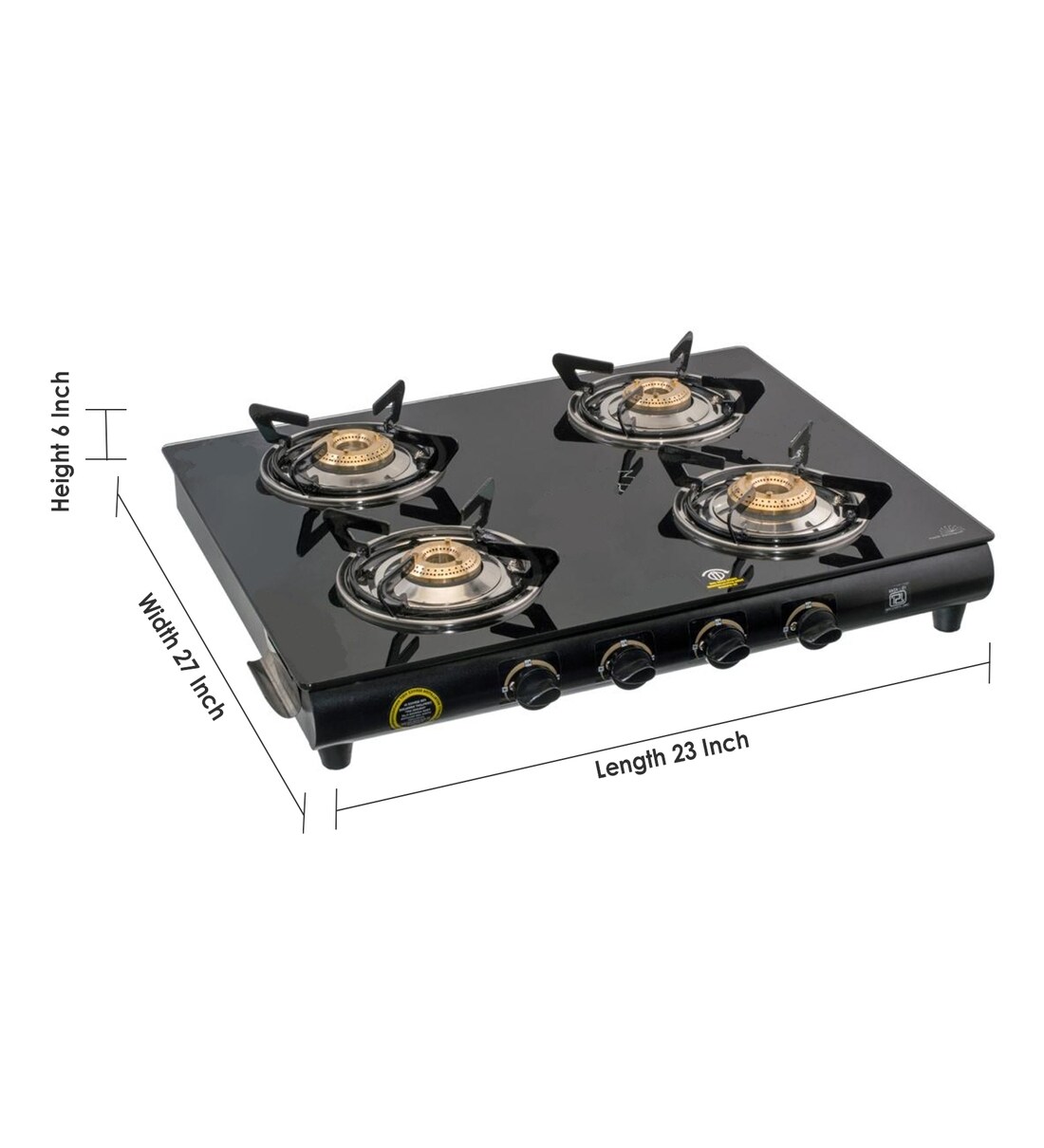 Buy Glee 4 Brass Burners Manual Glass Gas Stove (Model No GLCB4BR