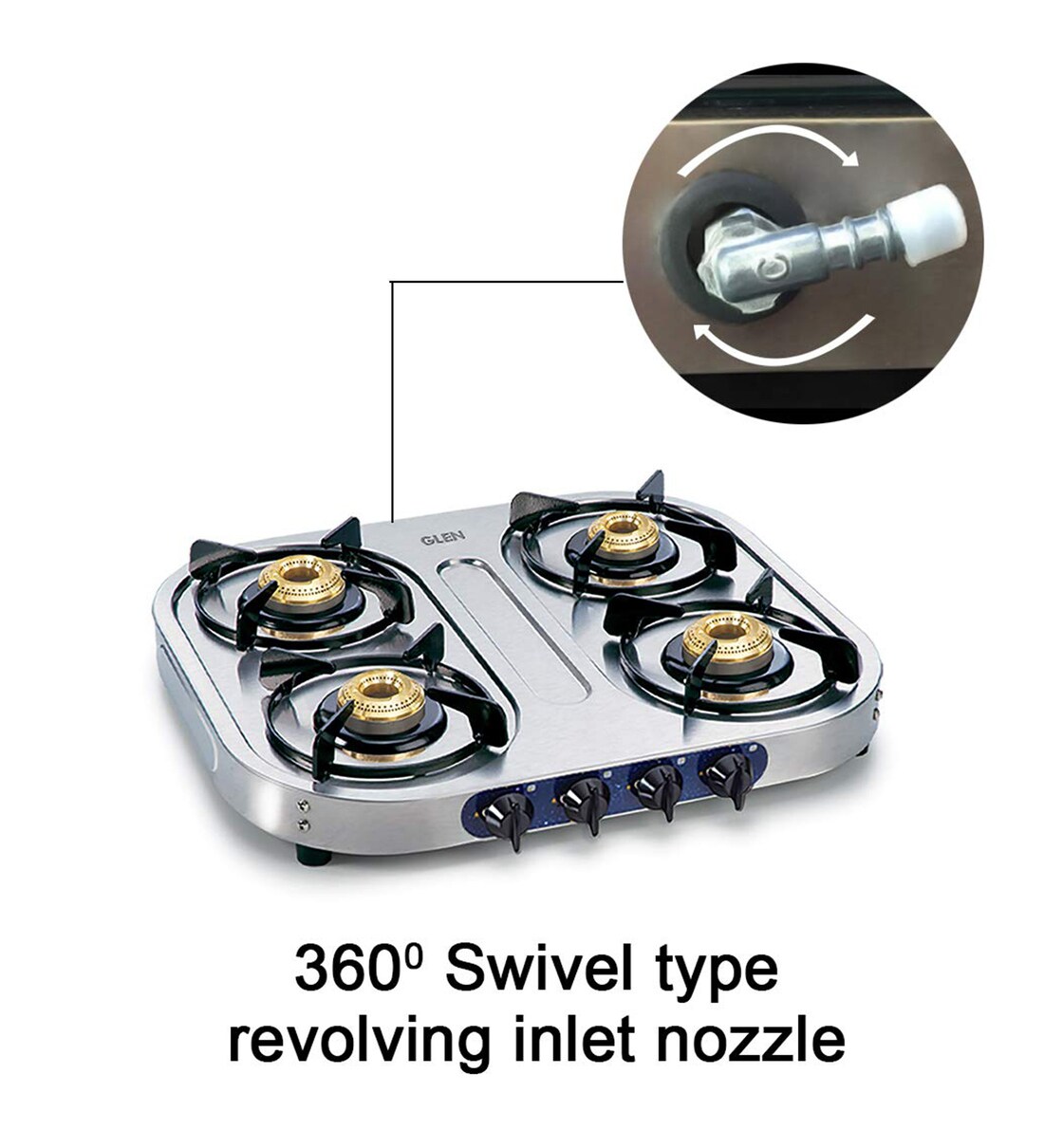 Buy Glen 1044 SS BB 4 Burner Gas Stove with Modern Soft Looks at 51% OFF by  Glen | Pepperfry