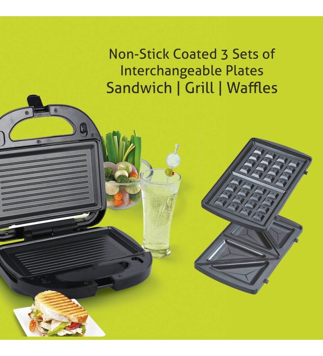 Buy Glen 750W Multi Snack Maker 3021 with Interchangeable Plates Online Sandwich Makers